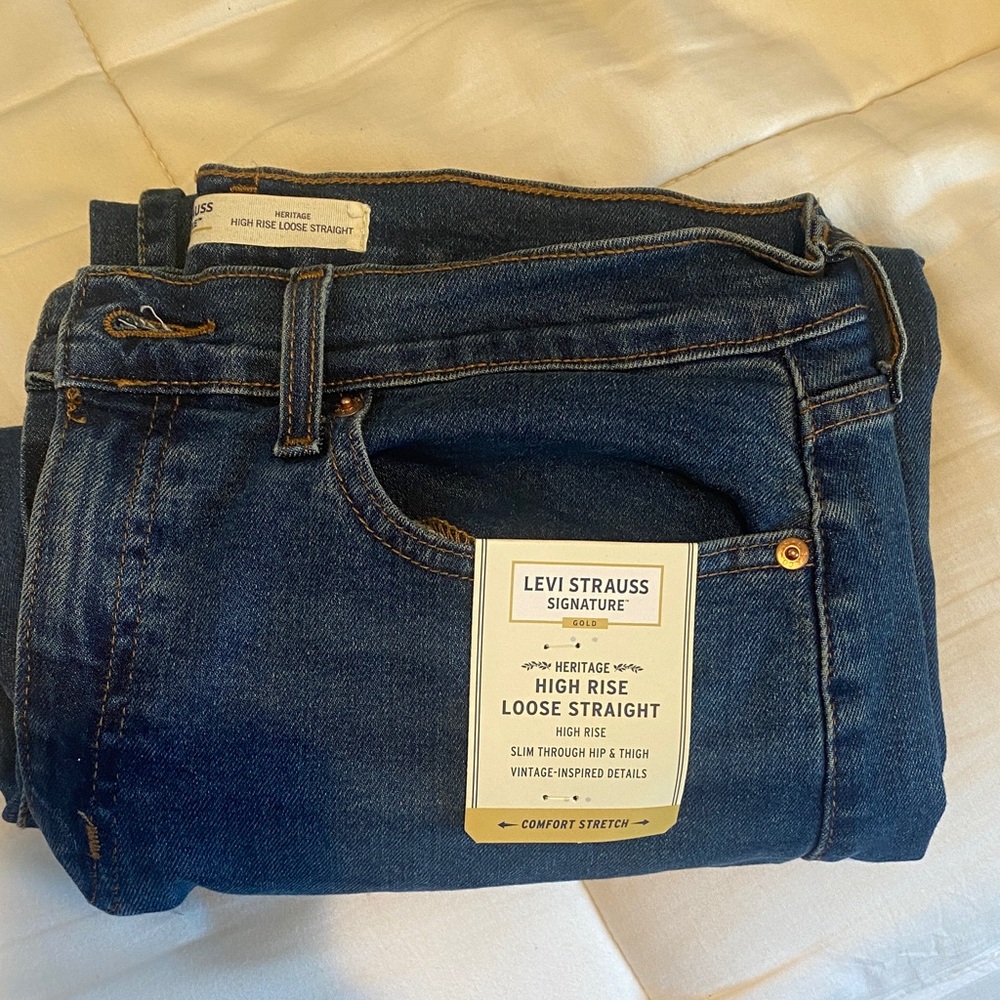 Levi's Signature High Rise Loose Straight Jeans - Dark Blue